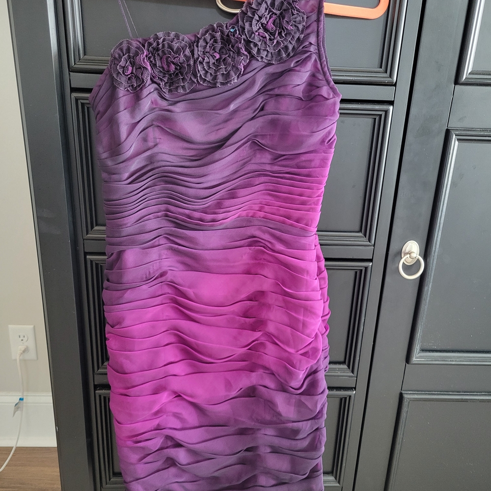 Papell Boutique One Shoulder Purple Dress